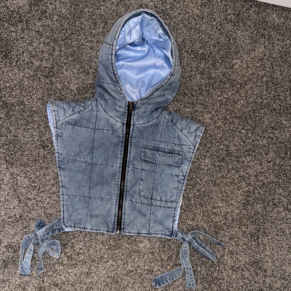 Boutique Hooded Denim Vest Size S Women’s